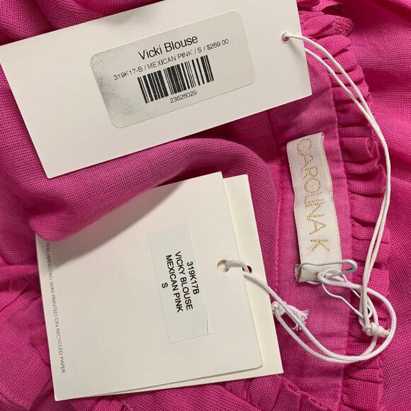 CAROLINA K Size S Pink Cotton Applique Bow Blouse - Picture 4 of 6